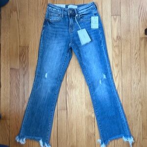 Stylish Kids Blue Flare Jeans with Frayed Hem